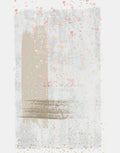 Abstract wall art print featuring a textured off-white and beige background with vertical brushstrokes, scattered rose gold and gold glitter-like dots, and fine speckled details.