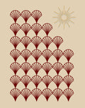 Art Deco Red Fan Pattern Digital Download