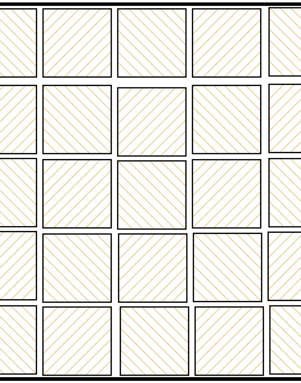 A repeating grid pattern of white squares outlined in black, with some squares filled with fine diagonal hatching.