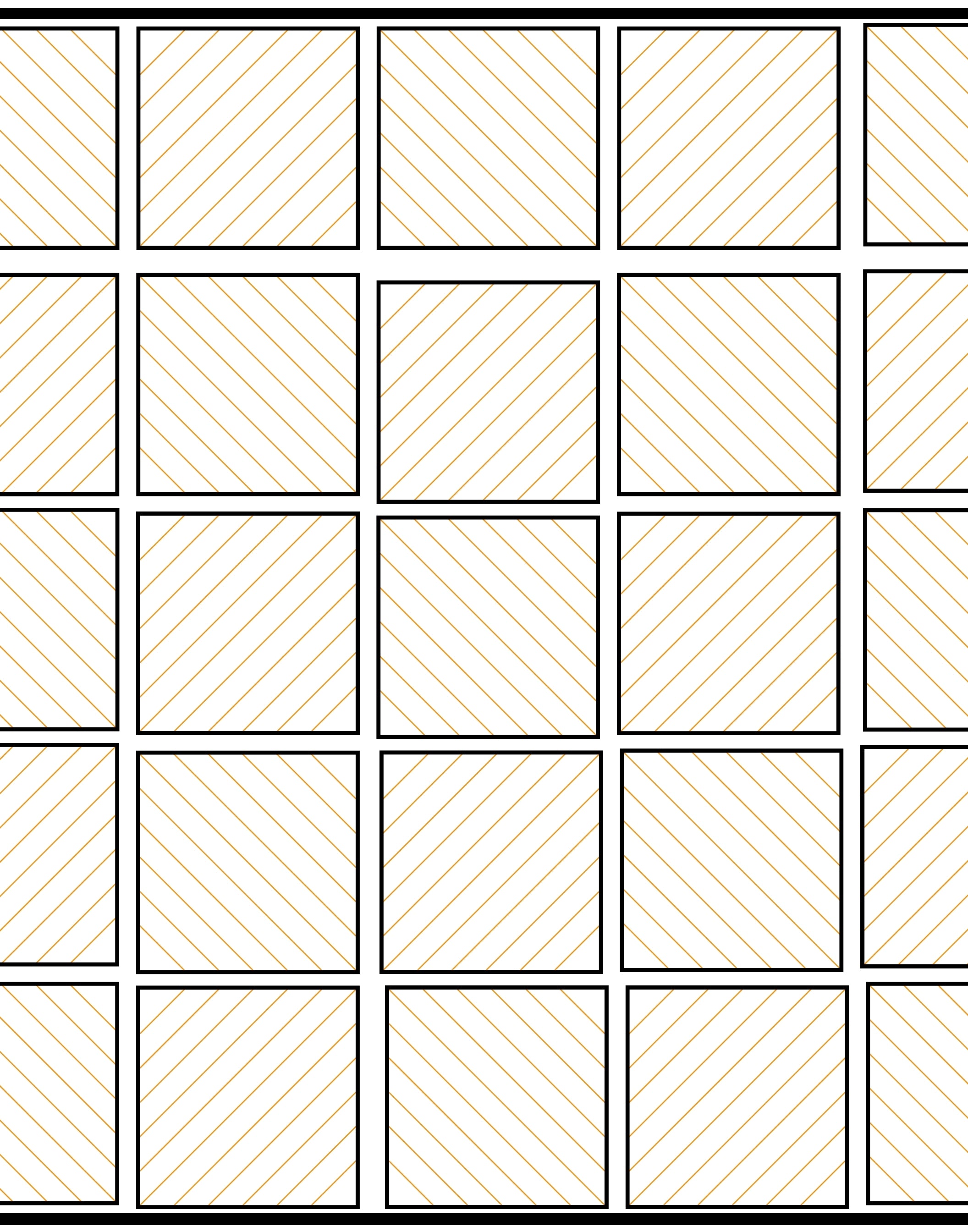 A repeating grid pattern of white squares outlined in black, with some squares filled with fine diagonal hatching.