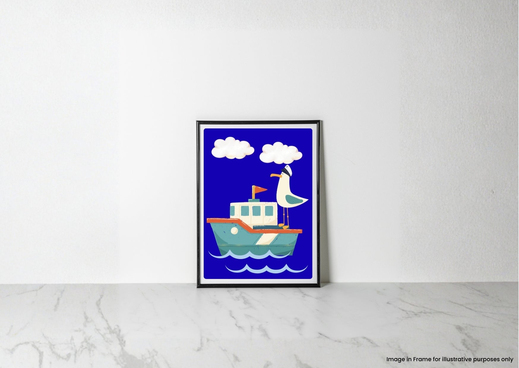 Coastal Nautical Seagull on Fishing Boat Digital Download